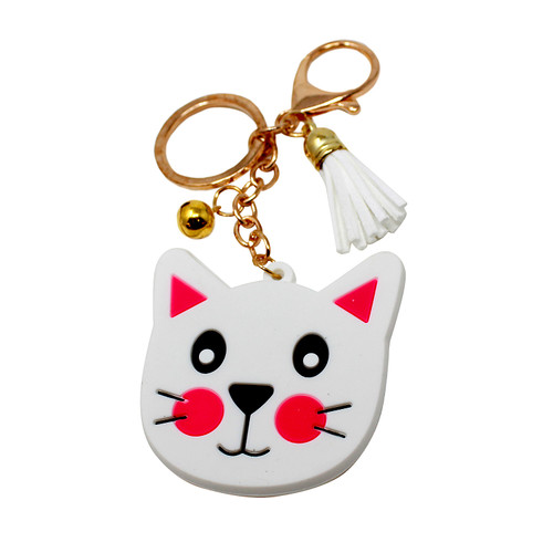 kitty face keychain purse charm white pink
