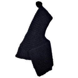Copy of Knitted Infinity Scarf Pom Pom with Hood Black