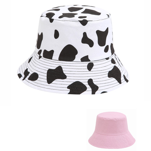 cow print black white bucket hat