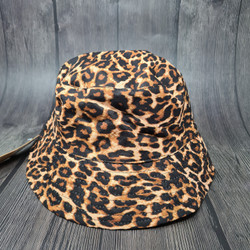 Leopard Print Bucket Hat Reversible Beige