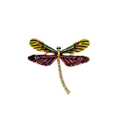 Multicolor Rhinestones Dragonfly Brooch Purple