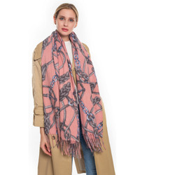 Ultra Soft Designer Chain Print Scarf Cashmere Feel Wrap Pink