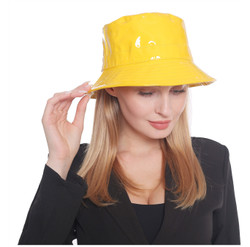 Faux Patent Leather Bucket Hat Mustard