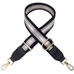Grey Black Striped Handbag Strap for Shoulder Carry or Crossbody