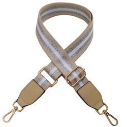 Khaki Striped Handbag Strap for Shoulder Carry or Crossbody