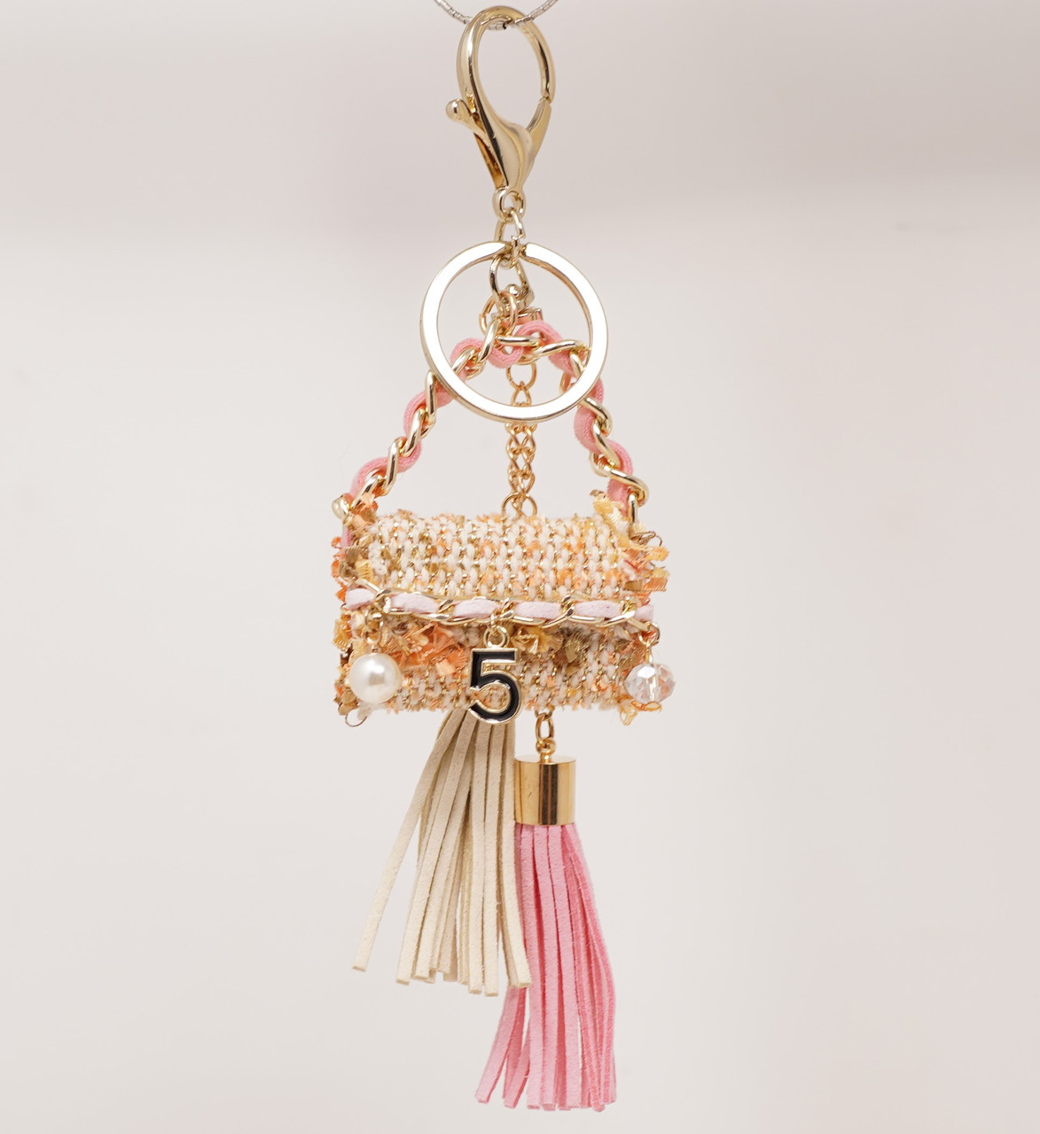 Tweed Handbag Shape 5 Tower Rose Key Chain Metal Rhinestone Bag Charms  Pendant Women Vintage Fashion Brand Jewelry - AliExpress