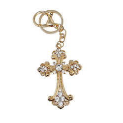 Cross Crystals Keychain Gold