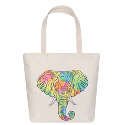 Rainbow Elephant Tote Beach Bag Canvas