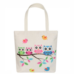 Owl Family of 4 Tote Beach Bag Canvas