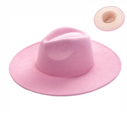 Vintage Style Teardrop Crown Felt Wide Brim Hat Pink
