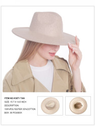 Classic Teardrop Crown Felt Wide Brim Hat Tan