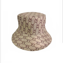 Designer Print Bucket Hat Reversible Initial G Beige