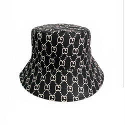 Designer Print Bucket Hat Reversible Initial G Black