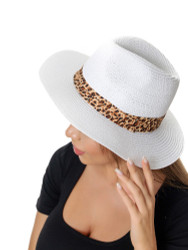 Virginy Fedora Hat Animal Print Band White