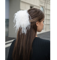 White Faux Fur Hair Claw 