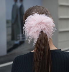Pink Faux Fur Hair Elastic Scrunchies 