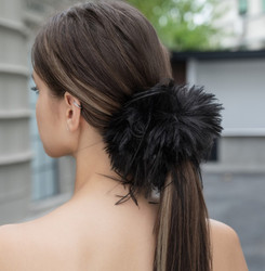 Black Faux Fur Hair Elastic Scrunchies 