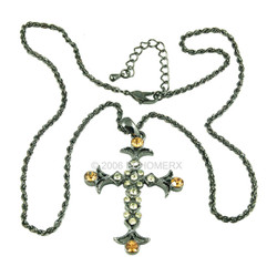 Victorian Amber Green Cross Pendant