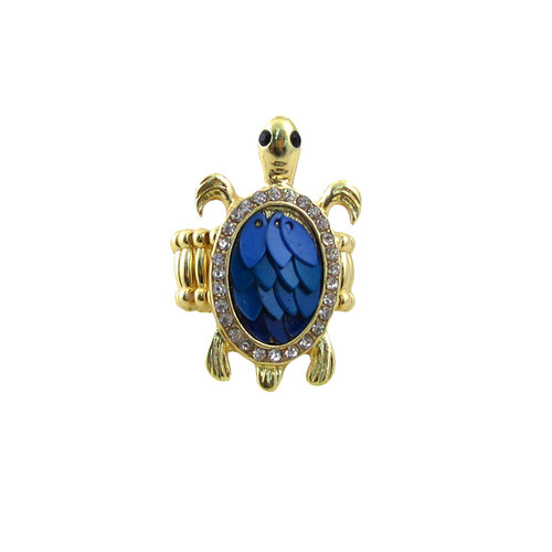 Blue Turtle Stretch Ring Jeweled