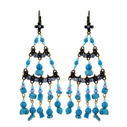 Turquoise Beads Long Earrings