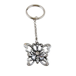 Butterfly Pewter Key Chain Bejeweled