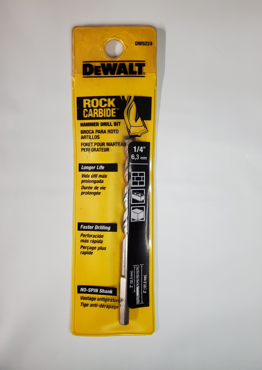 DeWalt 1/4" x 2" x 4" Rock Carbide Drill Bit, DW5224, 1 Bit FREE SHIPPING