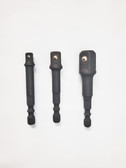 3pc IMPACT Socket Adapter Set, 1/4" Hex to Square, 1/4", 3/8", 1/2", BULK - FREE SHIPPING