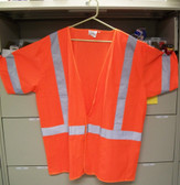 Safety Vest ANSI Class 3 Fluorescent Orange, w/ Reflective Stipe 1291-O, Size XL - FREE SHIPPING