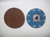 3" Clip On Type S Roloc Sanding Disc, 36 Grit, AO, Keen , 25pc, w/Free Arbor!