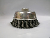 3" Knotted Wire Cup Brush, Coarse, 5/8"-11 Thread For Angle Grinders, Lot of 1