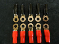 10 PACK 1/0 GAUGE RING TERMINALS 5/16 HOLE POWER GROUND RED CRIMP CONNECTOR