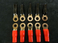 10 PACK 0 GAUGE RING TERMINALS 5/16 HOLE POWER GROUND RED BLACK CRIMP CONNECTOR