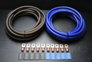 0 GAUGE WIRE 5FT BLUE 5 FT BLACK SUPERFLEX 10PCS COPPER 3/8 RING HEATSHRINK