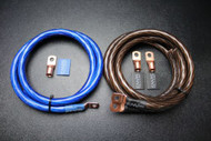 BIG 3 UPGRADE 1/0 GAUGE WIRE SHINY BLUE BLACK 3/8 COPPER TERMINLAS W/ HEATSHRINK