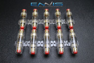 10 PACK AGU FUSE HOLDER 4 6 8 10 GAUGE IN LINE GLASS FUSES AWG WIRE GOLD
