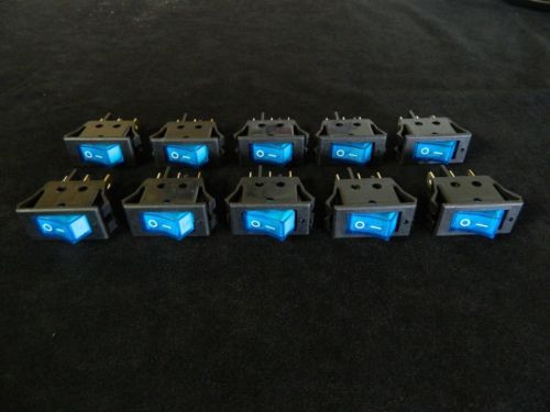 20 PCS ROCKER SWITCH ON OFF MINI TOGGLE BLUE LED 12V 16 AMP MOUNT HOLE EC-1220BL 