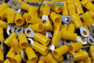 10-12 GAUGE 100 PK VINYL RING # 8 CONNECTOR CRIMP TERMINAL YELLOW WIRE AUTO