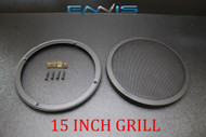 (1) 15 INCH STEEL SPEAKER SUB SUBWOOFER GRILL FINE MESH W/ CLIPS SCREWS GT-15