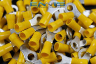 10-12 GAUGE VINYL RING 1/4 CONNECTOR 500 PK YELLOW CRIMP TERMINAL AWG WIRE