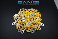 10-12 GAUGE VINYL RING 5/16 YELLOW 25 PK CRIMP TERMINAL CONNECTOR AWG WIRE AUTO