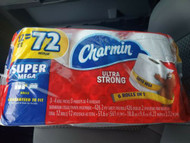 Charmin ultra strong toilet paper rolls 12 super mega rolls=72 rolls 426 sheets