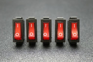 5 PC ROCKER SWITCH ON OFF RED 2 PIN TOGGLE SPST 20A 125V AC EC-2602