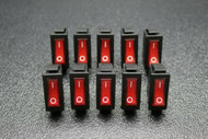 10 PC ROCKER SWITCH ON OFF RED 2 PIN TOGGLE SPST 20A 125V AC EC-2602