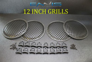 4 12 INCH STEEL SPEAKER SUB SUBWOOFER GRILL MESH COVER W/ CLIPS SCREWS GLKT-12