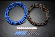 8 GAUGE AWG WIRE 10 FT BLUE 10FT BLACK W/ 10PCS COPPER 5/16 RING HEATSHRINK FLEX SUPERFLEXIBLE AUTOMOTIVE POWER GROUND PS