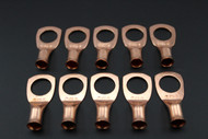 6 GAUGE COPPER 1/2 RING 10 PK CRIMP TERMINAL CONNECTOR AWG BATTERY CAR LUG CUR612