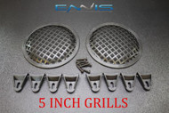 (2) 5 INCH STEEL SPEAKER SUB SUBWOOFER GRILL MESH COVER W/ CLIPS SCREWS GR-5
