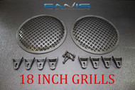 (2) 18 INCH STEEL SPEAKER SUB SUBWOOFER GRILL MESH COVER W/ CLIPS SCREWS GR-18