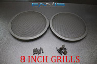 (2) 8 INCH STEEL SPEAKER SUB SUBWOOFER GRILL FINE MESH W/ CLIPS SCREWS GT-8