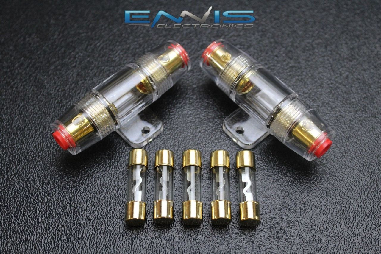 10 PACK AGU FUSE HOLDER 4 6 8 10 GAUGE IN LINE GLASS FUSES AWG WIRE GOLD 